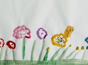 Colorful watercolor painting made by a child